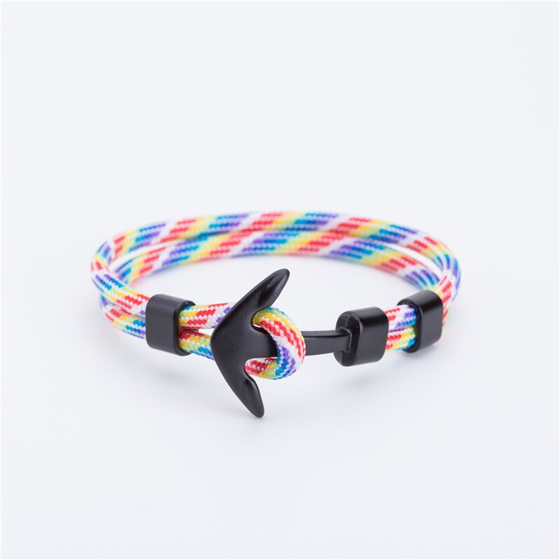 Zwart Anker Charme Armbanden Voor Mannen Vrouwen Touw ketting Armbanden Sieraden