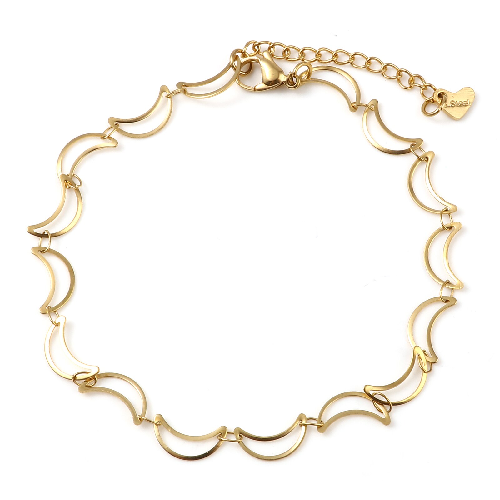 Klassische Fußkettchen Für Frauen Edelstahl Gold Farbe Herz Mond Ketten Fuß Schmuck Fußkettchen Armbinde: 5