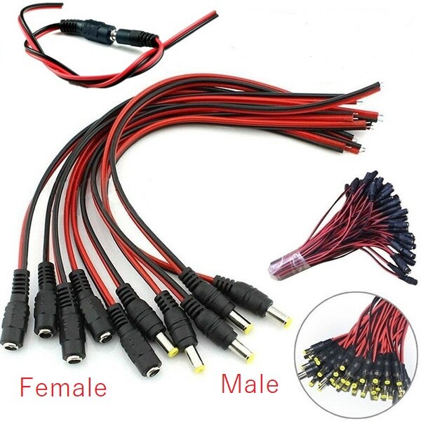 12V 24V DC Power Socket Jack Plug Connector Cable Wire Male Female Connector 5.5*2.1mm