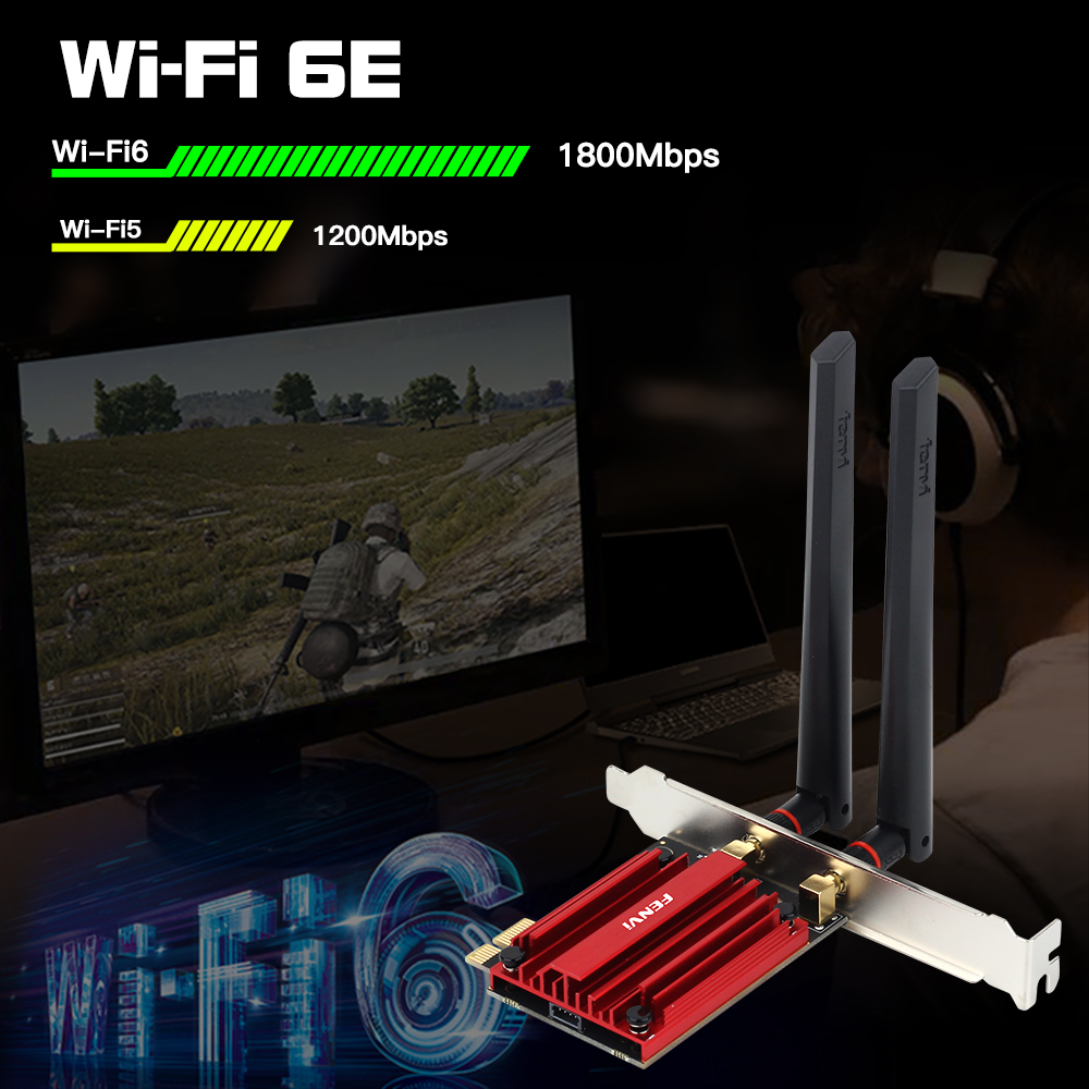 Adattatore di rete WIFI Wifi 6E 1800Mbps Bluetooth5.2 Dual Band 2.4G/5GHz 802.11AX adattatore per scheda di rete Wireless PCI-E windows 10/11