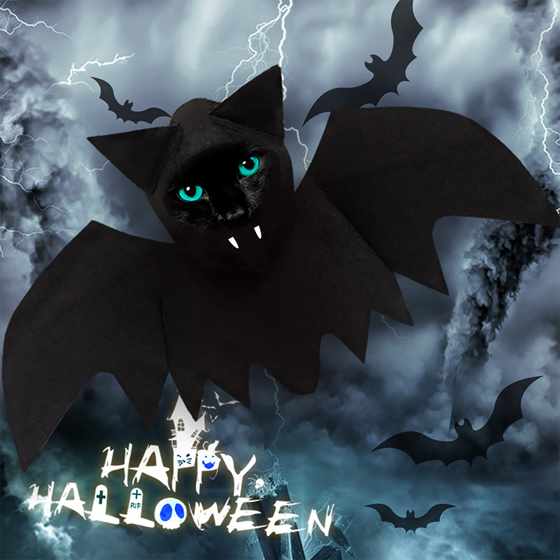 Halloween Huisdier Puppy Kat Vleermuis Hooded Licht Make-Up Outfit Bat Wings Black Cool