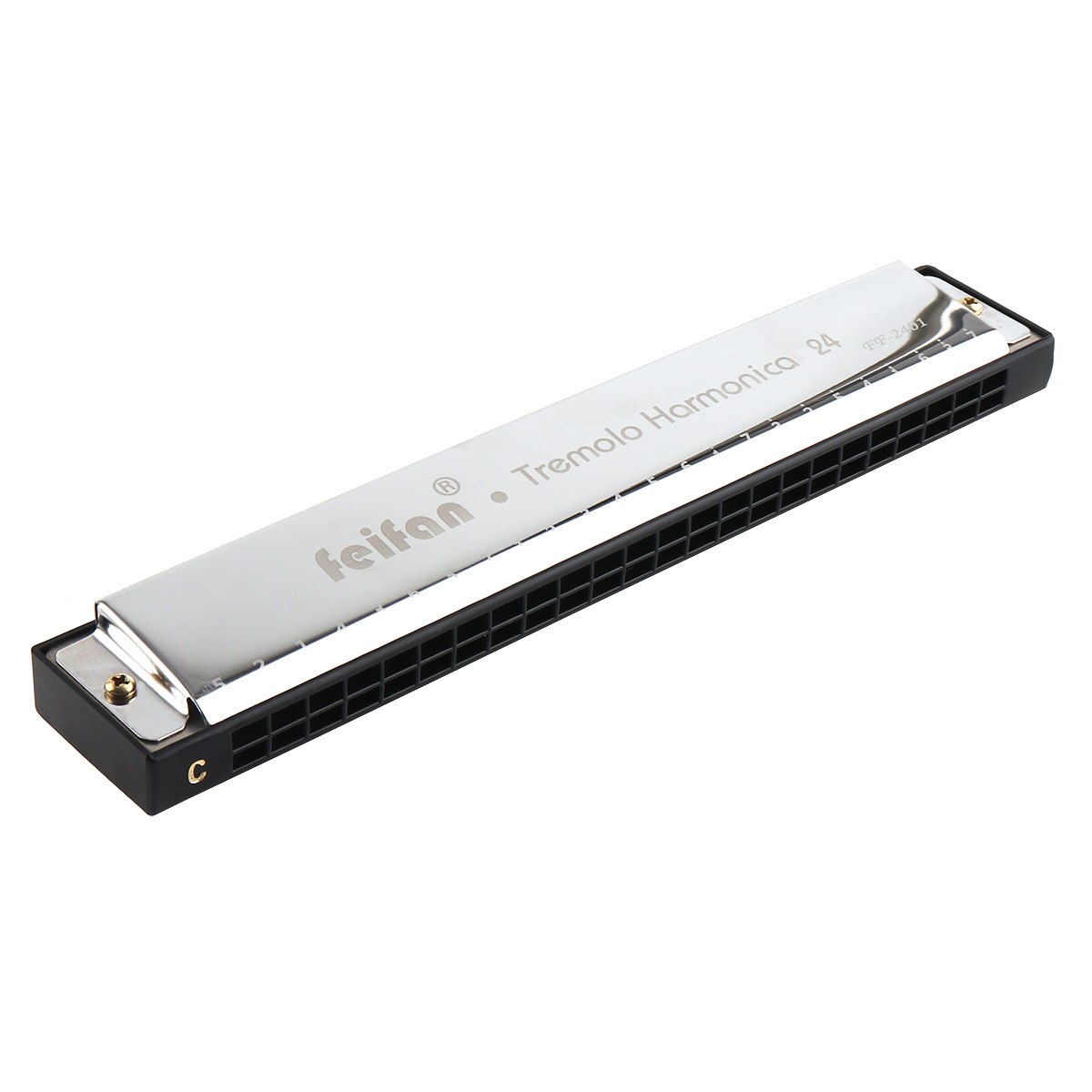 Zilveren feifan 24 gaten 8k titanium mondharmonica tremolo toon keyc harp mondorgel muziekinstrumenten voor beginners