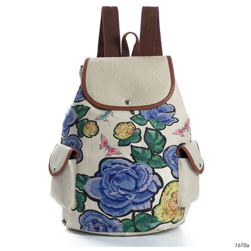 Mochila de lona con estampado Floral Retro Miyahouse para adolescentes, mochila escolar con de mariposa a rayas, mochila de viaje para niñas: two