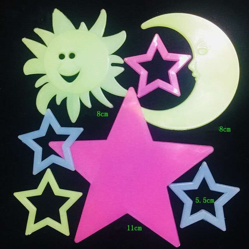 Stickers Glow in The Dark Luminous Moon Stars Wall Stickers Realistic Galaxy Glowing Stickers for Room Decoration: 7Pcs Mix