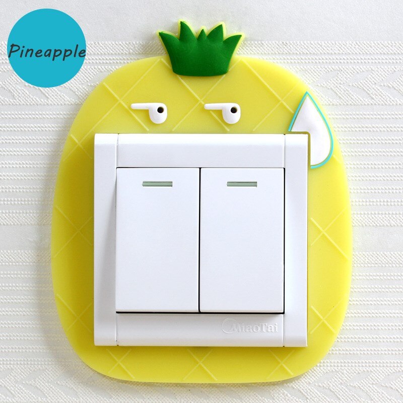 3D Silicone On-off Switch Sticker Luminous Switch Wall Stickers Cute Cartoon Children Bedroom Fluorescent Switch Home Decoration: Pineapple