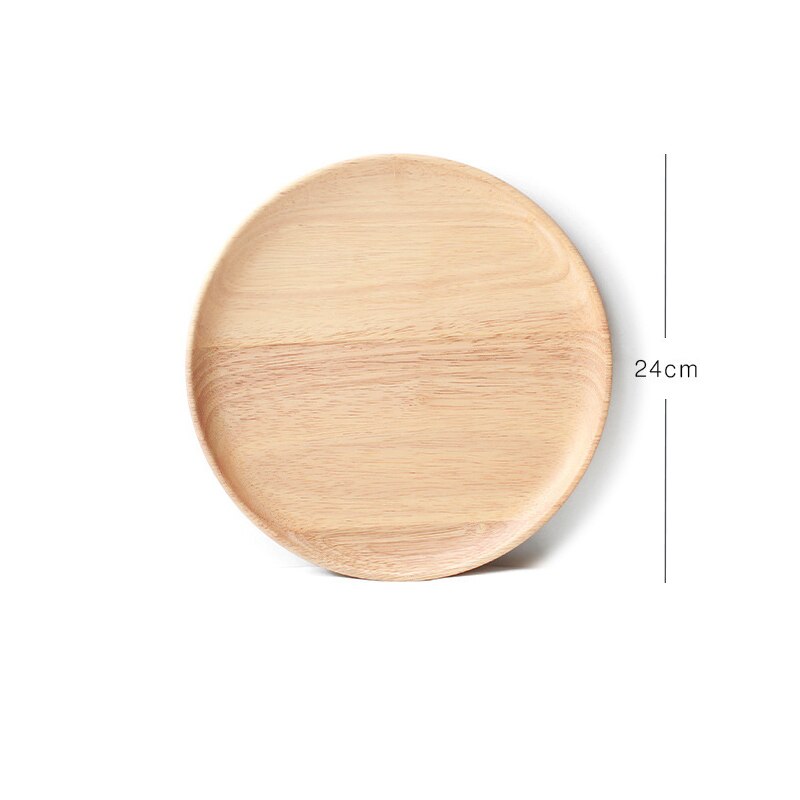 Whole Wood Lovesickness Wooden Tray Tableware Round Solid Wood Plate Dishes Saucer Tea Tray Dessert Dinner Plate Home Dinnerware: Round-24cm