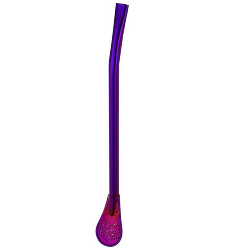 1pc 15cm långa rund form rostfritt stål mjölk kaffeskedar dessert glass godis frukt sked tesked tillbehör: Lila