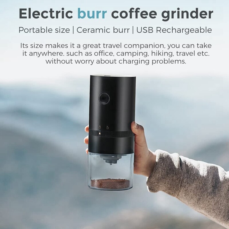 Portable Electric Coffee Grinder Brewed Coffee Maker Rechargeable Ceramic Conical Burr