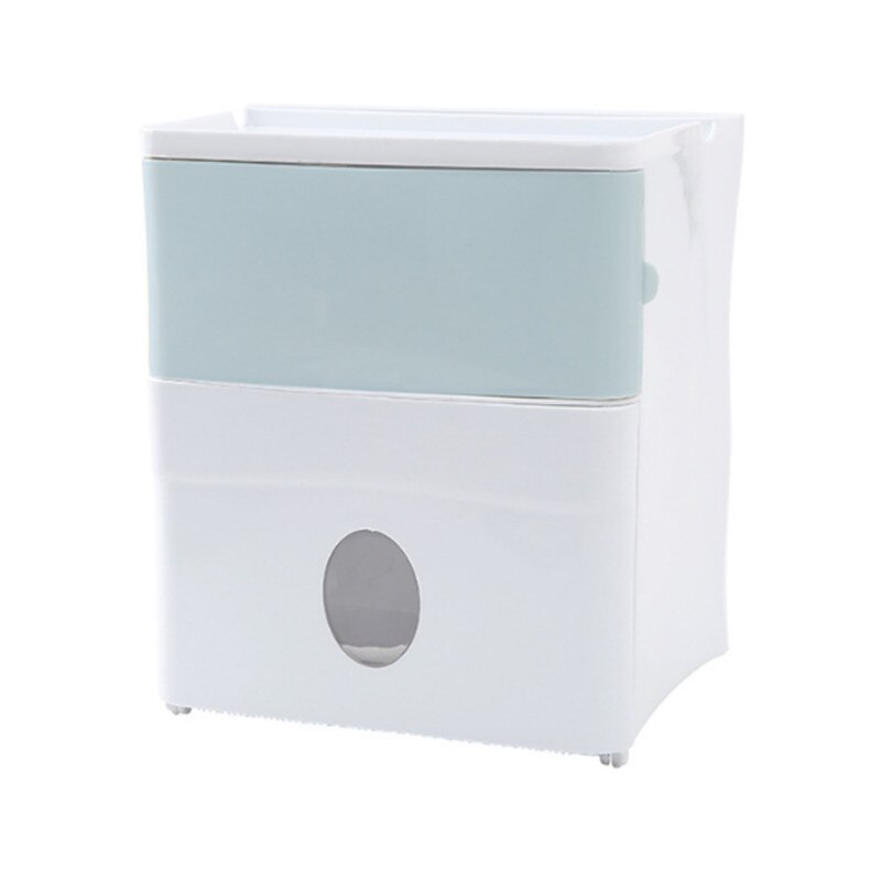 Double couche étanche multifonction salle de bain boîte de rangement mural papier toilette plateau rouleau papier Tube porte-papier hygiénique: Bleu