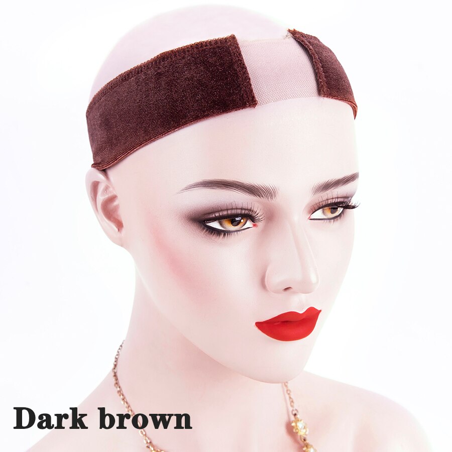Leeons Headband Wig Grip Double Side Velvet Wig Grips Handband With Lace Adjustable Elastic Band For Wig Non-Ship Wig Holder: dark brown
