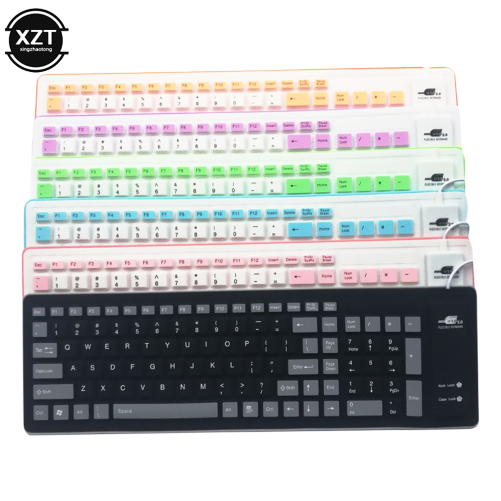 Tragbare wasserdichte und staubdichte Silikontastatur, faltbare USB-Tastatur, 103-Tasten, kabelgebundene Tastatur für PC-Laptops