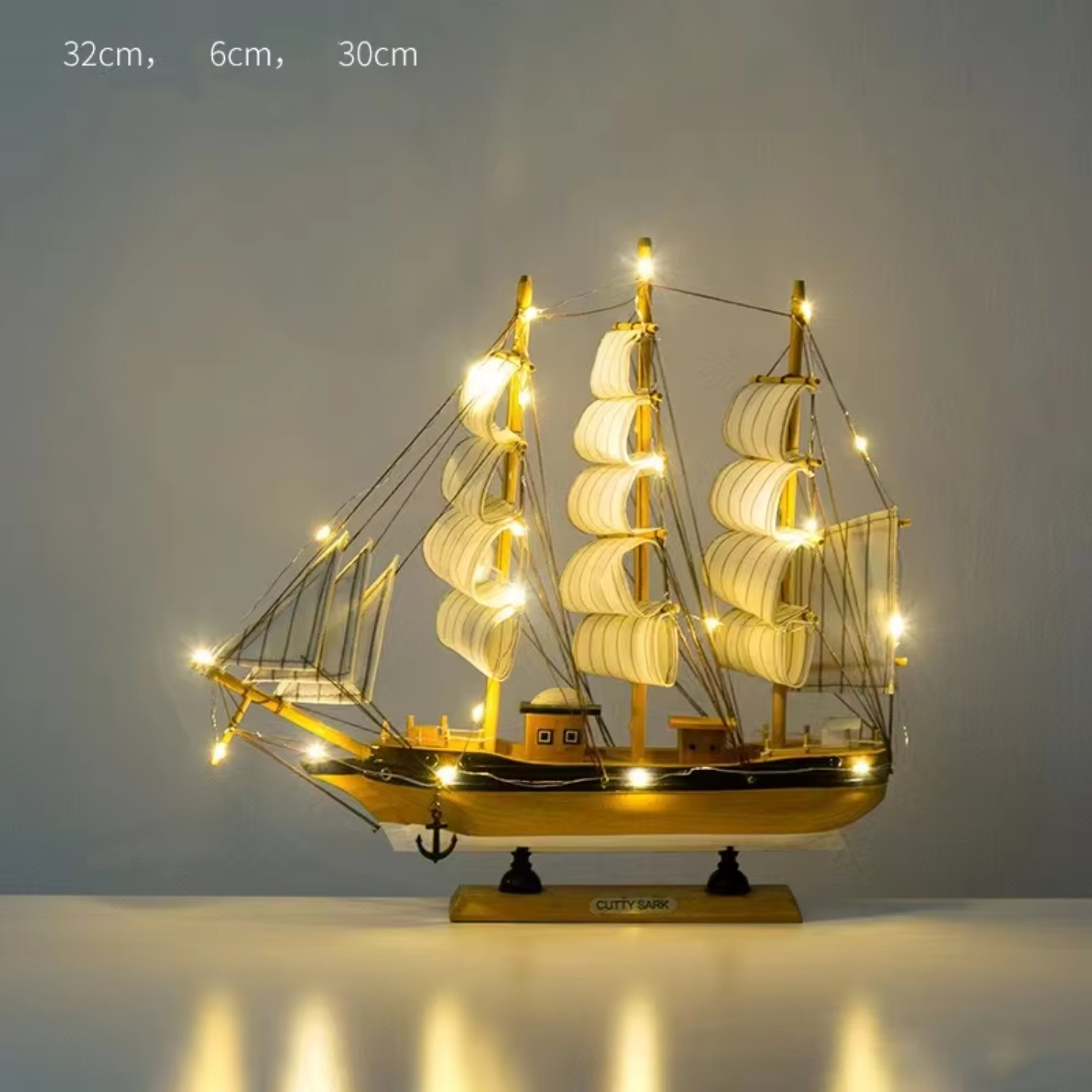 Modelo de velero de madera nórdico, decoraciones creativas, decoración de escritorio: violet