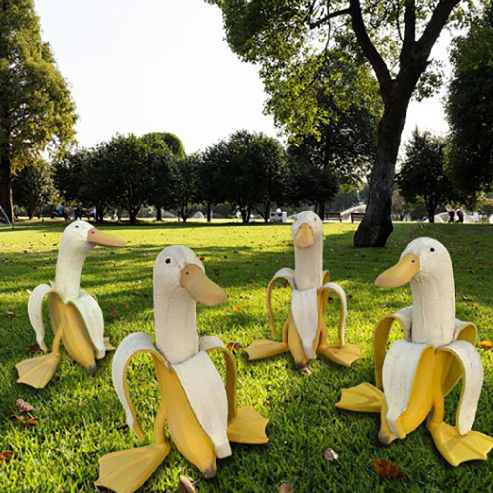 Pato de plátano, esculturas creativas para decoración de jardín, decoración de jardinería Vintage, arte caprichoso, pato de plátano pelado, estatuas artesanales para el hogar