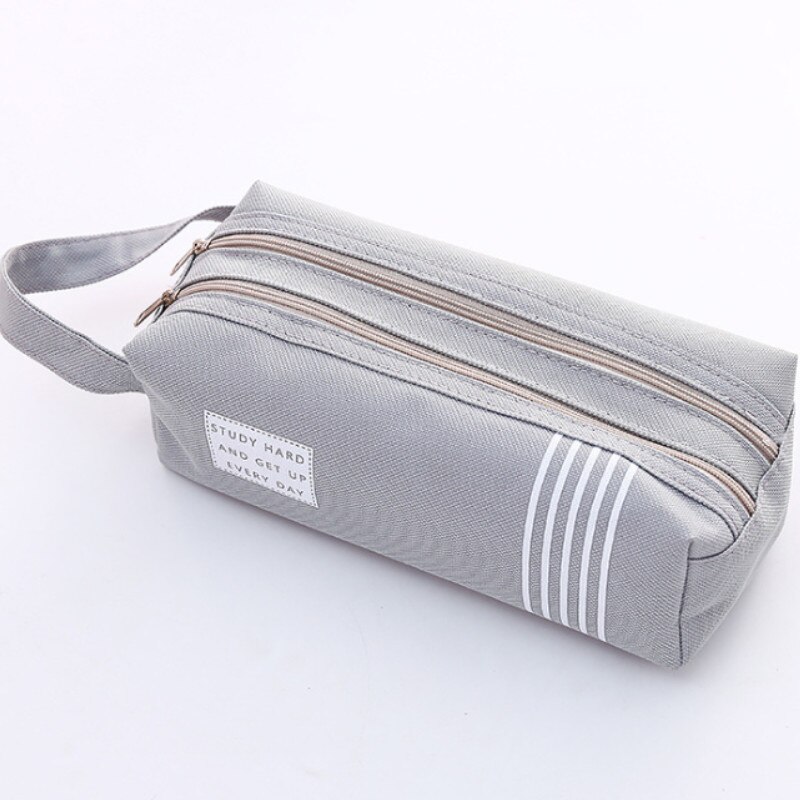 Stylish Double zipper Girls Letter Printed Casual Pencil Cases Cosmetics Makeup Pouch Pen Bags: 2