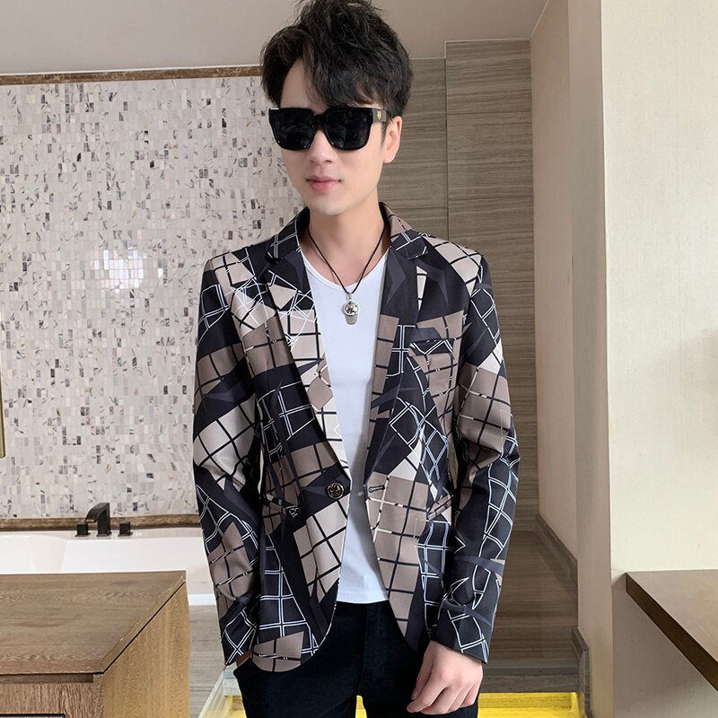 Höstkavaj masculino bröllopskavaj slim fit streetwear casual kostym jacka rutig klänning kappa ropa hombre