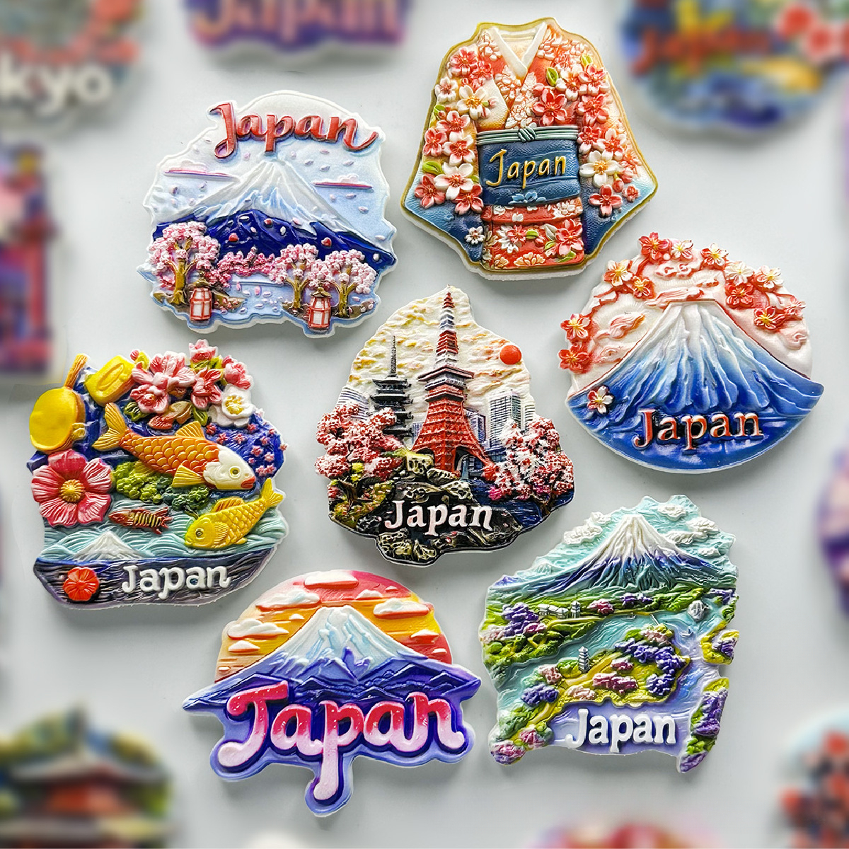 Imanes de nevera japoneses mont Fuji Tokyo Kyoto recuerdo turístico artesanales pegatina magnética de resina para refrigerador decoración del hogar