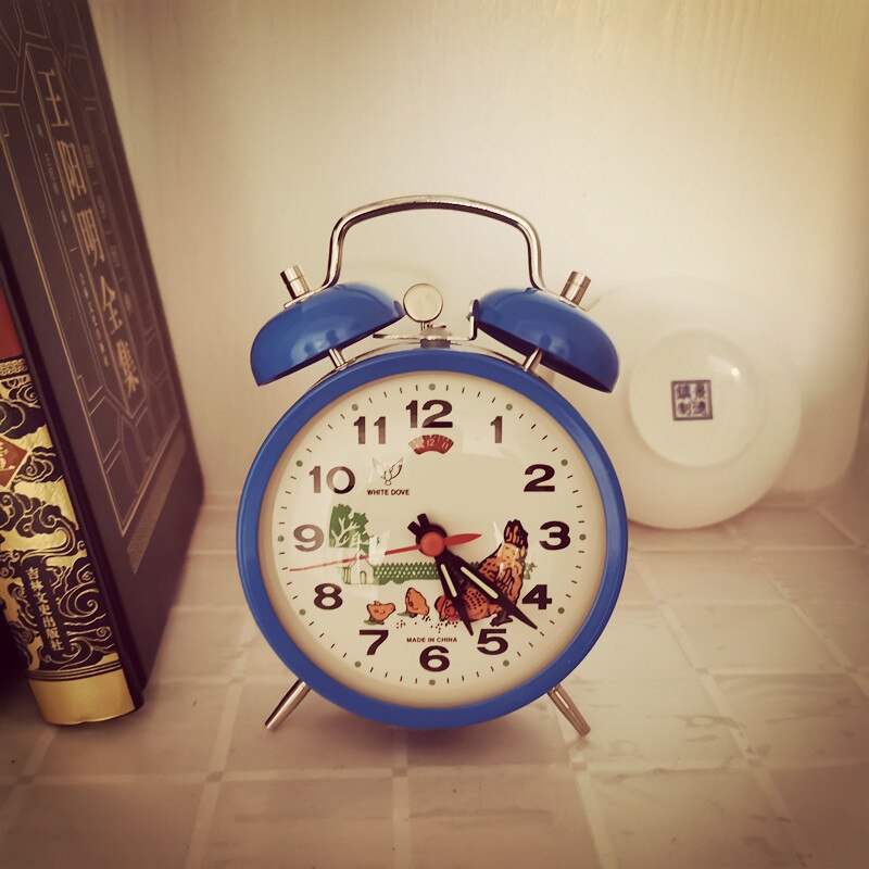 Reloj despertador mecánico de Metal ruidoso para niños, campana de reloj Vintage de pollo, reloj de escritorio, relojes de arroz, Ideas de