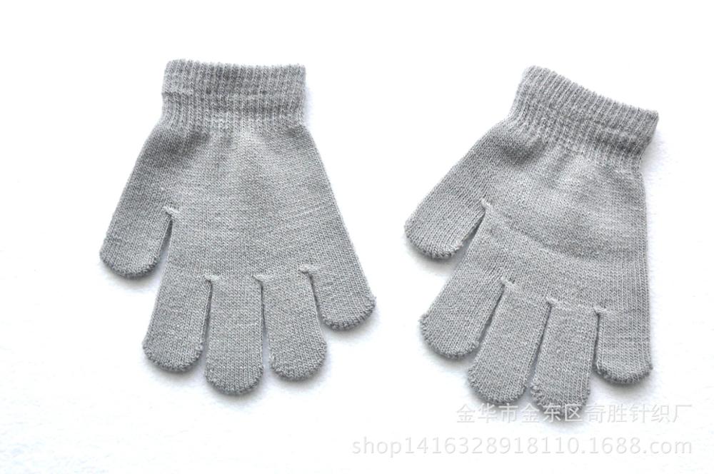 Candy Solid Color Winter Kids Gloves Mittens Children Girls Boys Student Writing Keep Warm Finger Gloves For 7-11 Years Old: gray