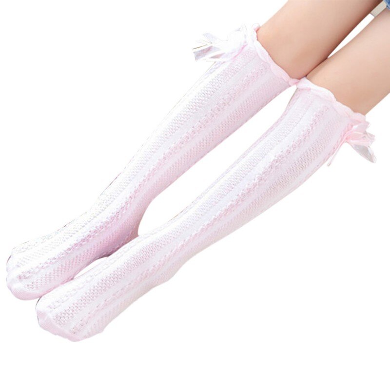 Karikatur Baumwolle Baby freundlicher Mädchen Strumpf Kleinkinder Knie Hohe Socken Strumpfhosen Bogen Warme Blumen- Strumpf: P