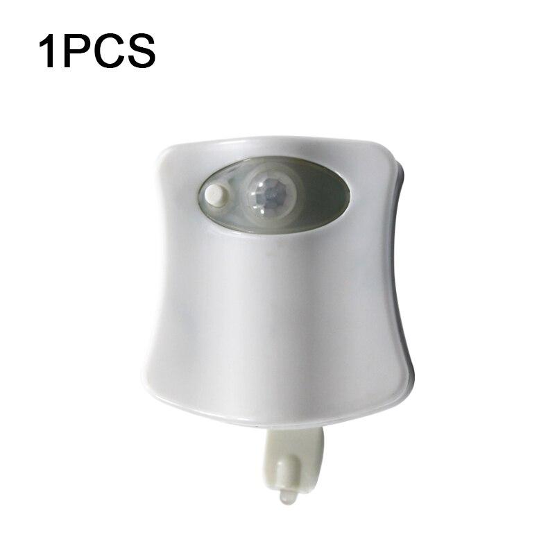 Bevægelsessensor led natlys badeværelse toilet smart pære pip 8 farve vandtæt wc lampe 4.5v: 1 stk