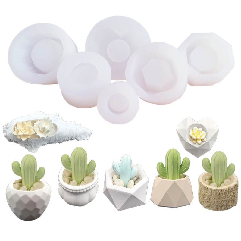 7 store uv-harpiks silikonesæbeforme til urtepotte beton & cement sukkulent plantebeholder lys epoxygips lerformc 389
