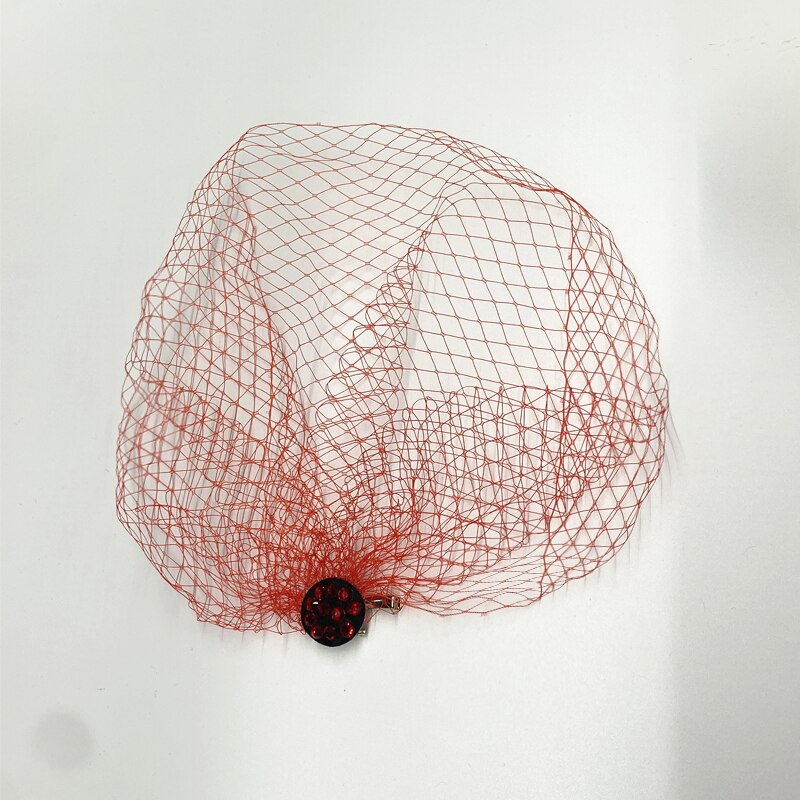 White Face Veils Bridal Net Birdcage Veil Charming Wedding Hair Accessories Fascinator with Comb: Red 1