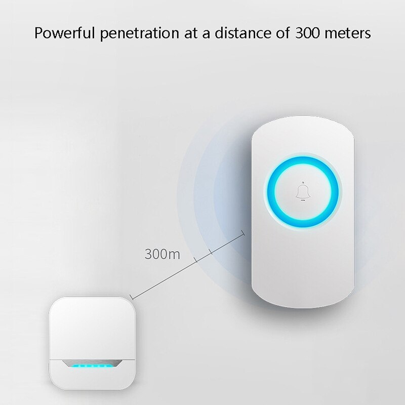 Trådlös dörrklocka vattentät klocka trådlöst kit med ledde blixt trådlösa dörrklockor för hem us-kontakt