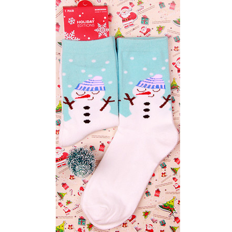 vrouwen Winter Sokken Kerst Cartoon Print Lange sokken Kerstcadeau Warme Zachte Kerstman Elanden sok: 2