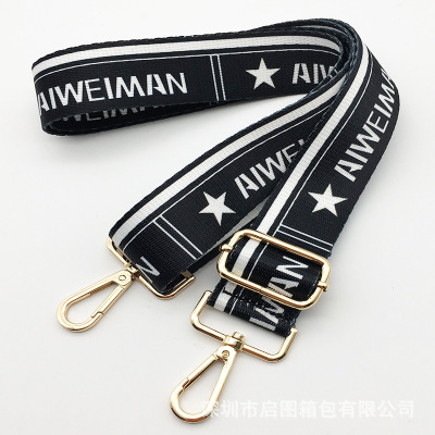 80-145cm nylon Strap women Bohemian Print multi color adjustable replacement bag belt handbag strap bag shoulder strap: Black