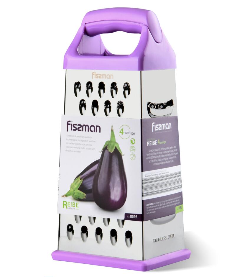 Fissman 4-Side Multi-Functionele Rasp Voor Kaas Knoflook Gember Groente Aardappel Wortel Slicer: Violet