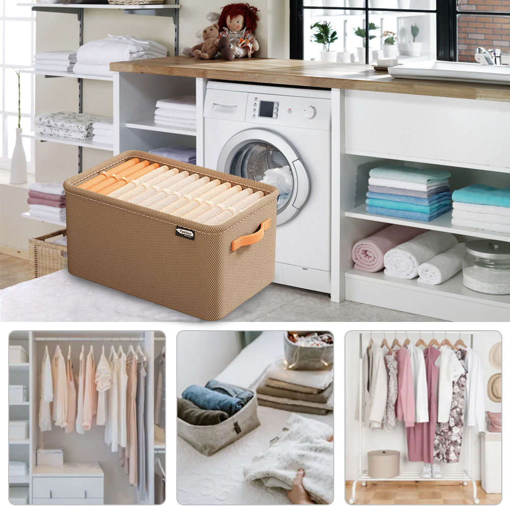 Caja organizadora de ropa con asa, armario, cesta de almacenamiento para ropa y pantalones, organizador plegable de gran capacidad para ropa del hogar