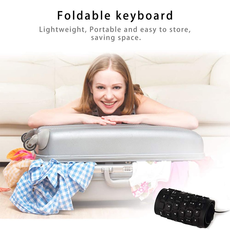 Foldable Silicone Keyboard, Flexible Keyboard USB Wired Portable Waterproof Silicon Keyboard for PC/PC/Notebook/Laptop
