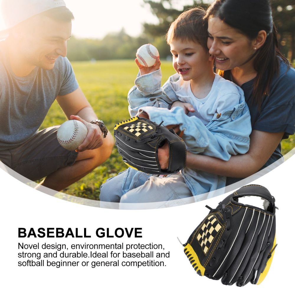 1Pc Honkbal Handschoen Praktische Softbal Handschoen Duurzaam Sport Handschoen (Geel Zwart)