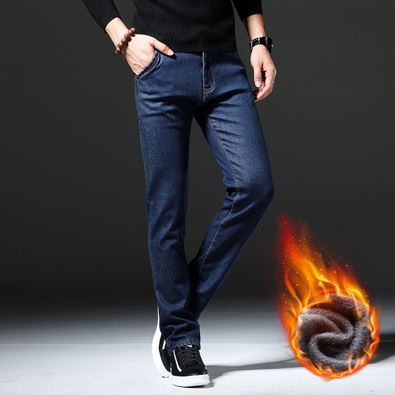 Mäns plus sammetsjeans casual all-match herrjeans plus size: 41