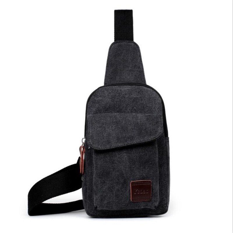 Heren kleine borsttas reizen wandelen cross body messenger schouder casual effen heren canvas tas handtas: Zwart