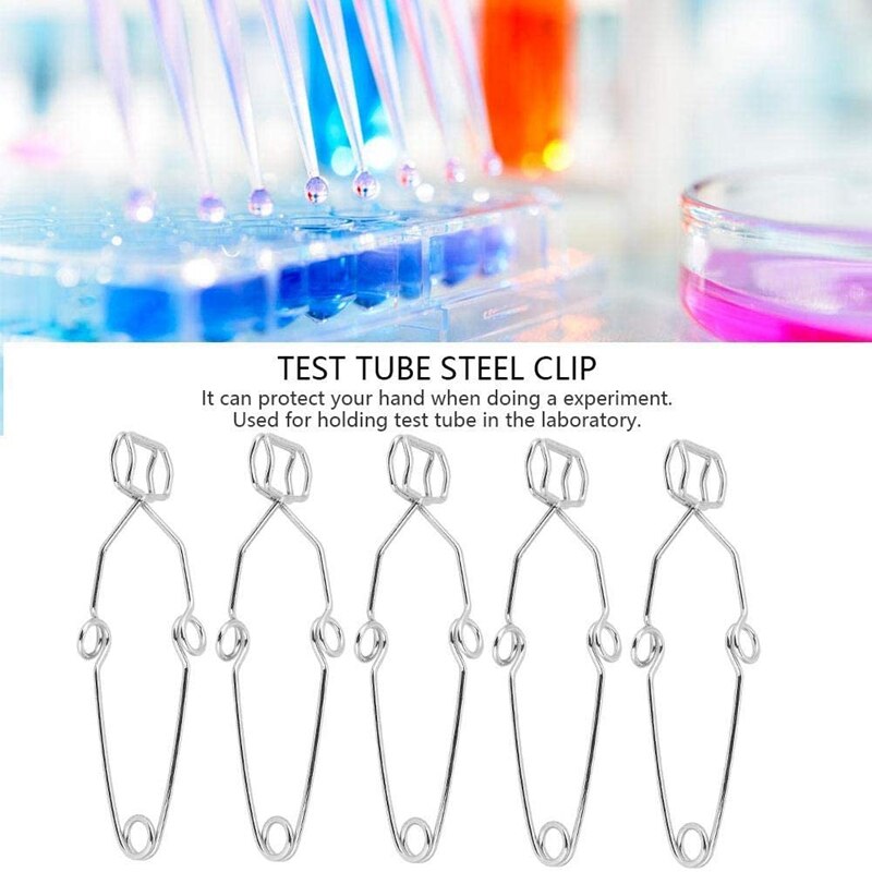 Test Tube Clamp 5 PCS Laboratory Test Tube Steel Clip Tool Glass Tube Holder Clip For Lab Glass Test Tube