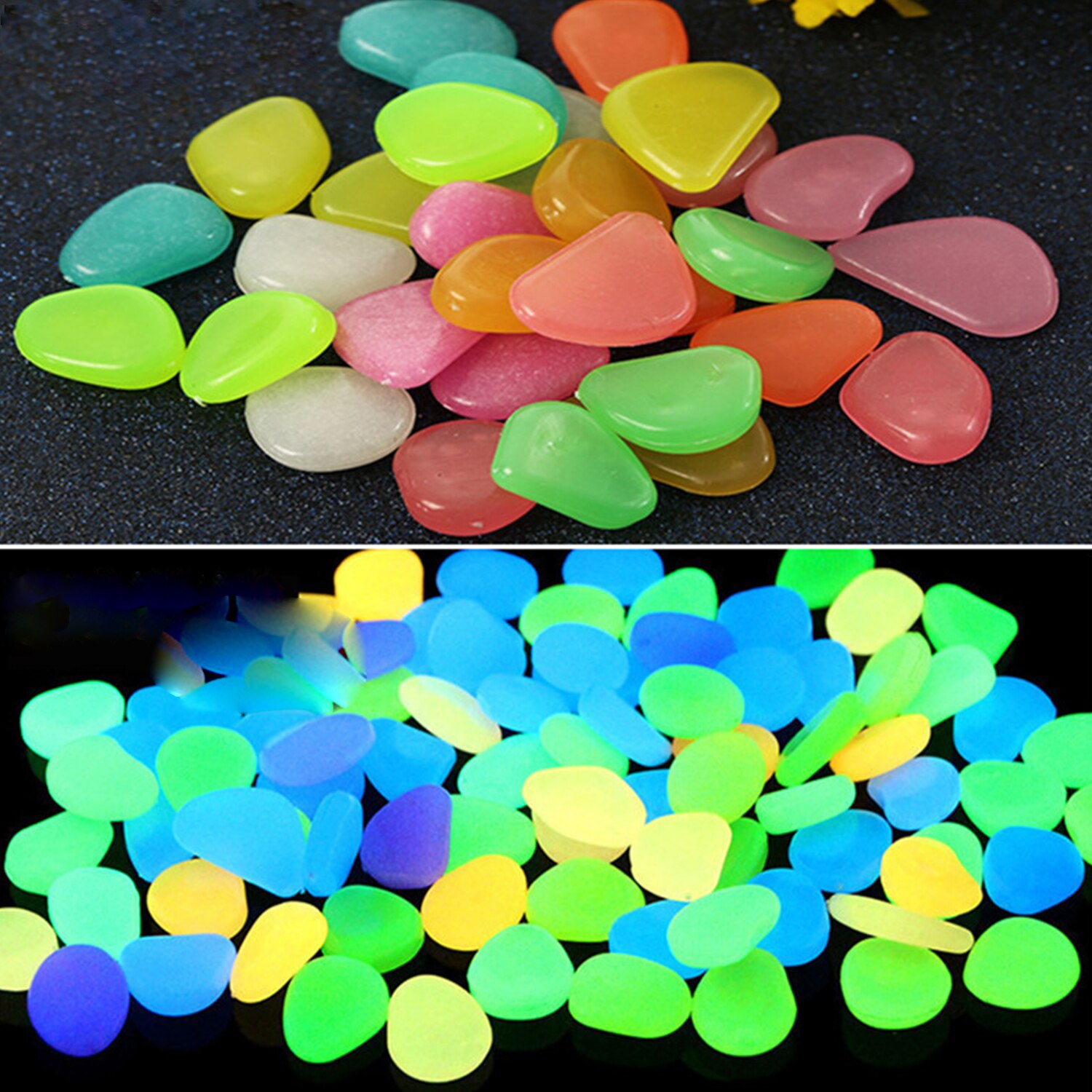 1kg glöd i mörkret stenar glödande stenar fluorescerande ljusa småstenar lysande stenar för akvarieträdgårdsdekoration
