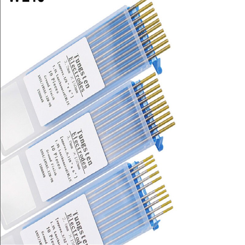 WL15 10 Stuk Gouden Kleur 1.0/1.6/2.0/2.4/3.0/3.2/4.0Mm * 150Mm Lanthanated Wolfraamelektrode Hoofd Wolfraam Naald/Staaf Voor Wel
