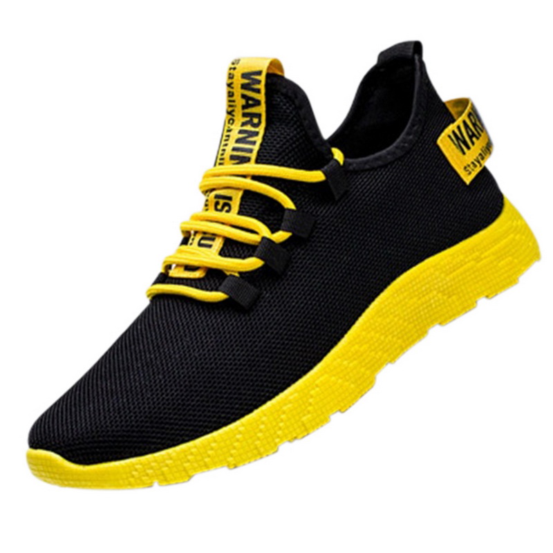 Mode Sport Schoenen Mannen Lace Up Gemengde Kleur Sneakers Ademend Confort Stretch Febric Mesh Ondiepe Flats Mannelijke Tennis Schoenen: yellow / 39