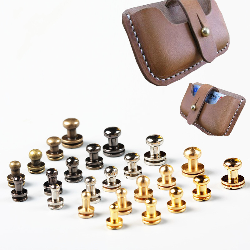 10Sets Multi Maten Massief Messing Riem Zak Schroef Klinknagel Knop Ronde Knop Schroef In Knop Studs Leren Craft Accessoires levert