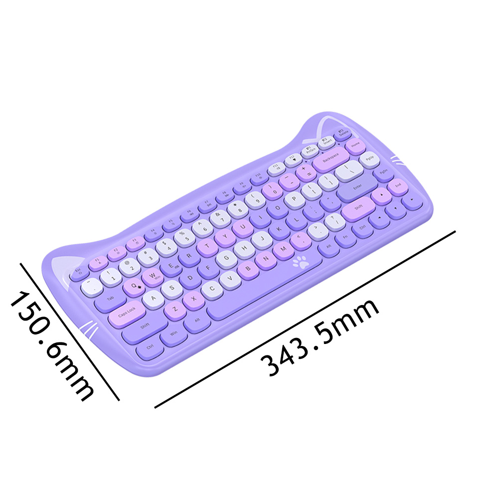 AJAZZ 84 Key Wireless Keyboard Mouse Mini Wireless Keyboard Keyboard Bluetooth-compatible 2.4G Cat Shape Mini Keyboard: D