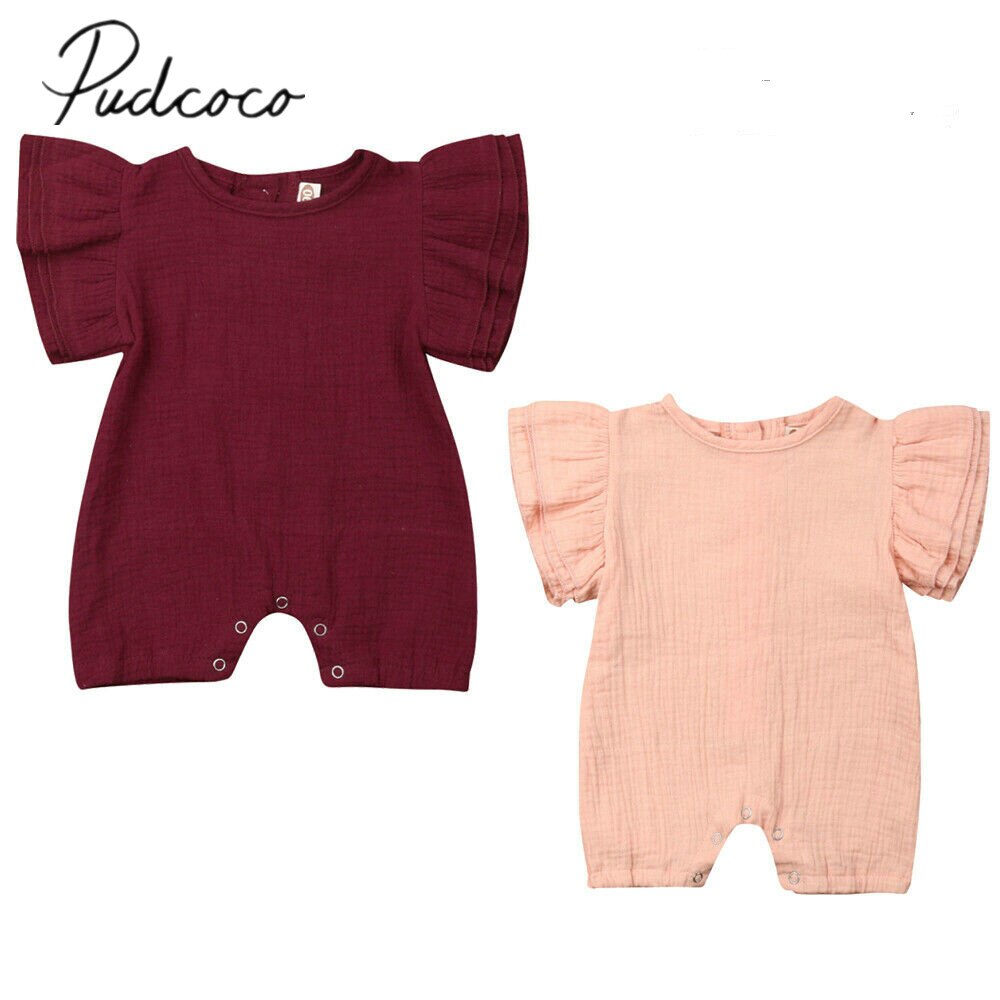 2019 Bebê Roupas de Verão Menina Infantil Do Bebê Romper Meninos Algodão Roupas Fly-Luva Sólidos Bonito Playsuits One-Pieces outfit Sunsuit