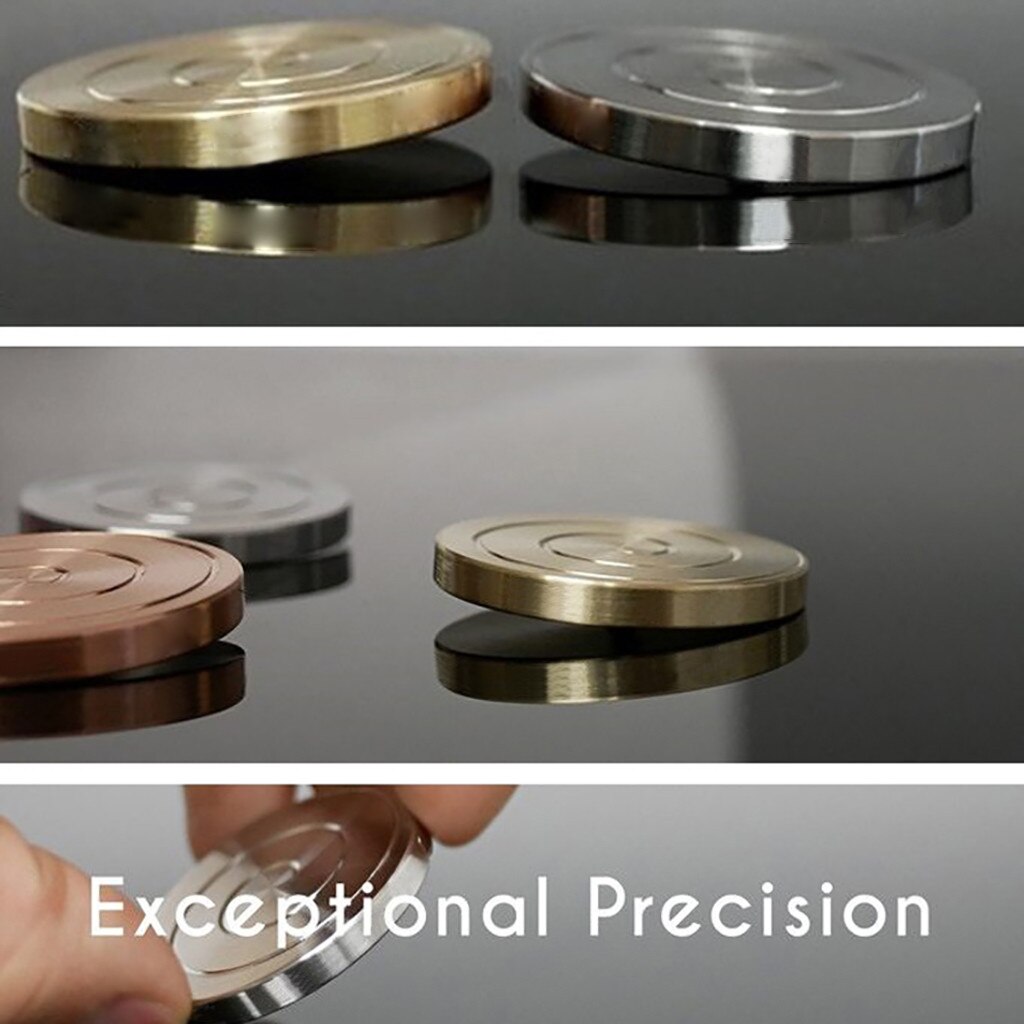 Desktop Gyro Spinning Top Stress Relief Rotating Flat Coin Gyroscope Metal Tabletop Ball Gyro Decompression Optical Illusion