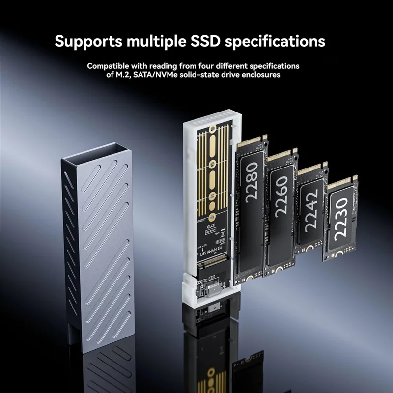 M.2 SSD Case 10Gbps M.2 SATA/NVMe Dual Protocol SSD Adapter SSD To USB 3.1 External Enclosure for NVME PCIE NGFF SATA RGB Box