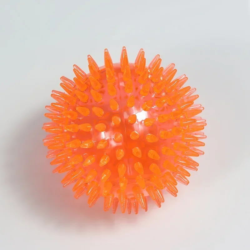 Brinquedos para cães de estimação, gato, filhote de cachorro, brinquedo com som de bolinhas, bola de limpeza de dentes estridentes, treinamento tpr, brinquedo de mastigar, bolas de espinhos, acessórios: L / Laranja