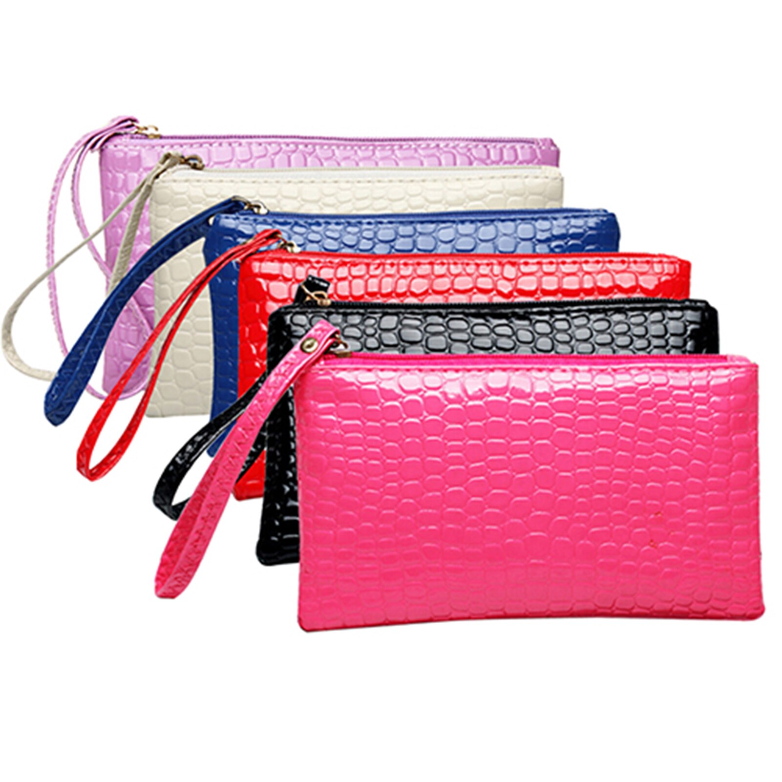 Sac à main en cuir PU pour femmes, pochette à poignet, portefeuille, porte-cartes, maquillage, petite pochette