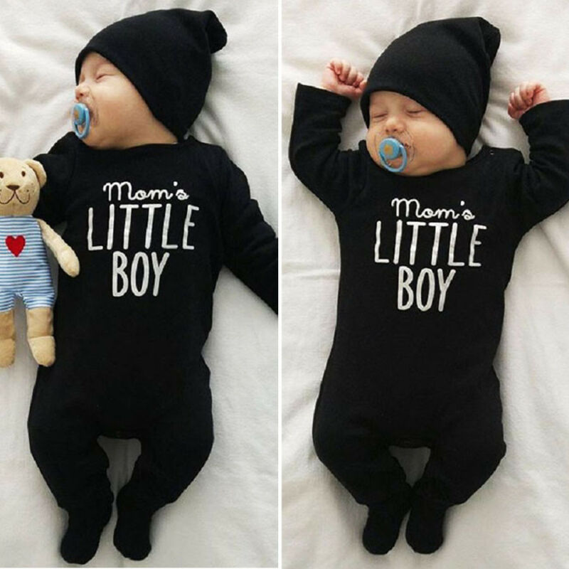 Cute Newborn Baby Boys Cotton Letter Romper Long Sleeve Warm Jumpsuit Outfits Clothes Autumn 0-24M