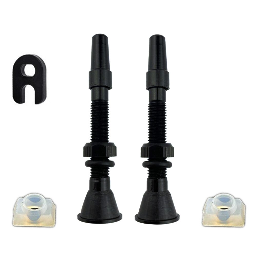 2x bicicleta de estrada sem câmara pneu presta válvula 60mm montanha haste liga alumínio + ferramenta para o ciclo ao ar livre ciclismo entretenimento: Black B
