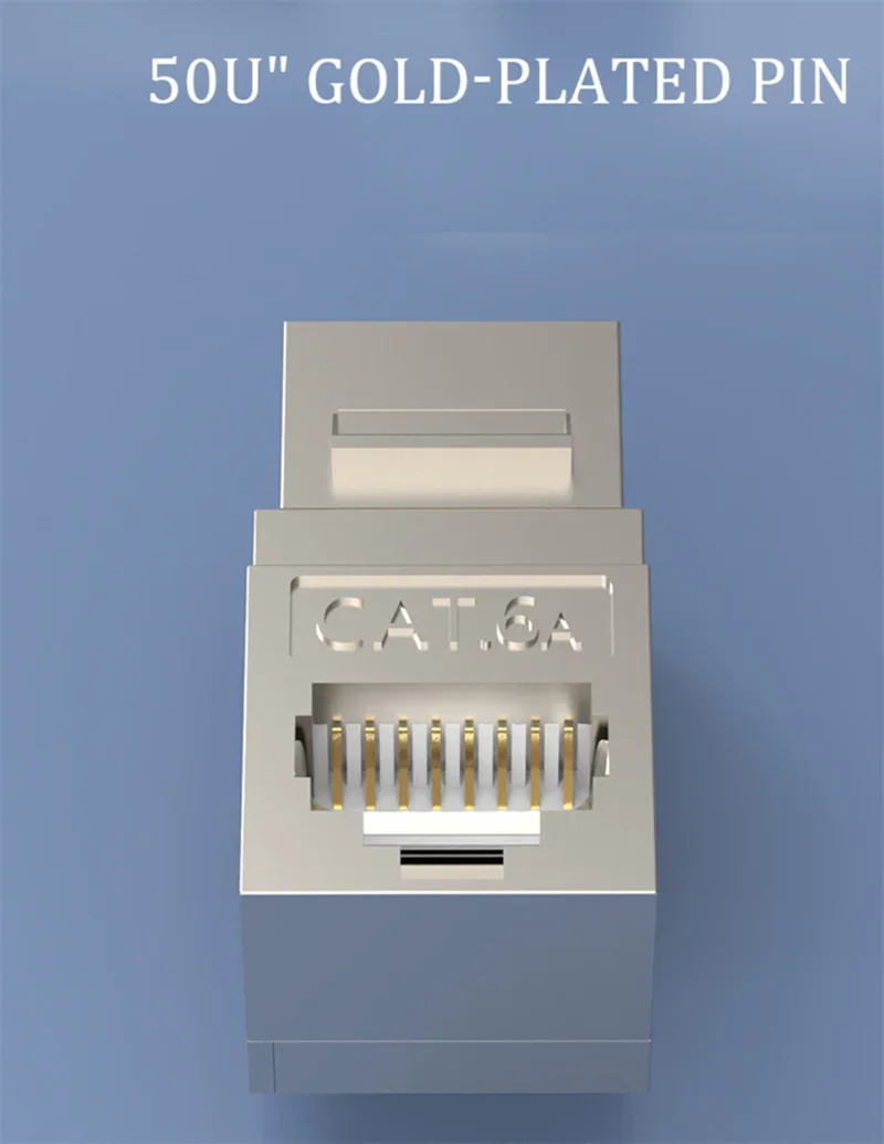 Acoplador Cat 6A RJ45, adaptador de conector Keystone divisor hembra RJ 45 blindado en ángulo de 90 grados para placa frontal de Panel en blanco