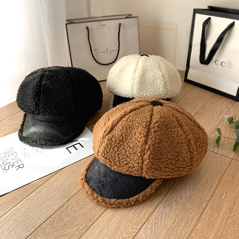 Ottekantede hatte til kvinder ulden pels vinter baskerhatte sorte шапка женская бини vinterhatte med spidser til kvinder sorte baskerhatte